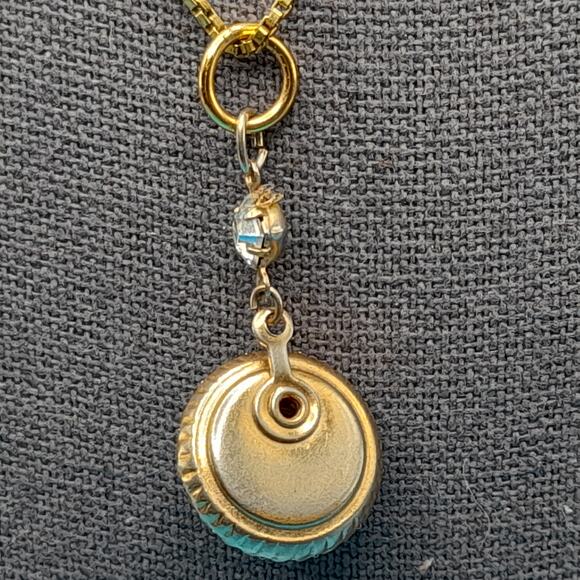 Vintage Light Topaz Rhinestone Pendant Necklace, Amerik FBM, Gold Filled Jewelry - Picture 7 of 10